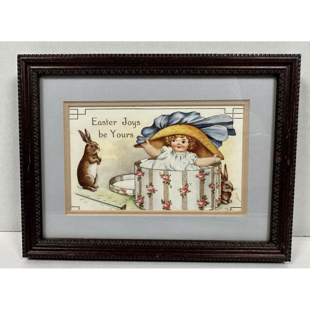 VTG Framed Victorian Style Print "Easter Joys" 8"x6"